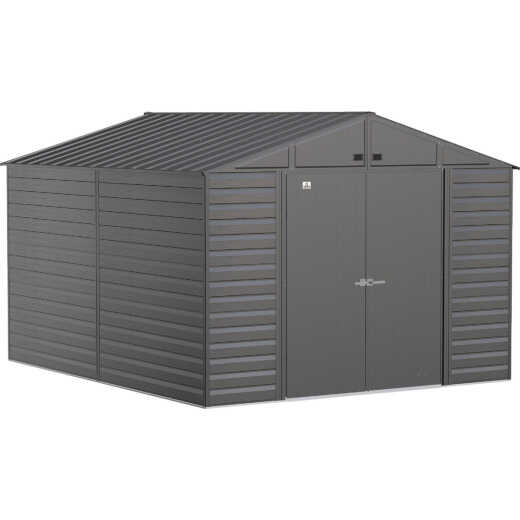 Arrow Select 10 Ft. x 12 Ft. Galvanized Steel Storage Shed, Charcoal