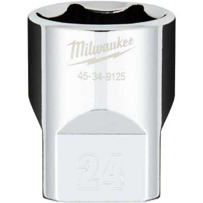 Milwaukee 1/2 In. Drive 24 mm 6-Point Shallow Metric Socket with FOUR FLAT Sides